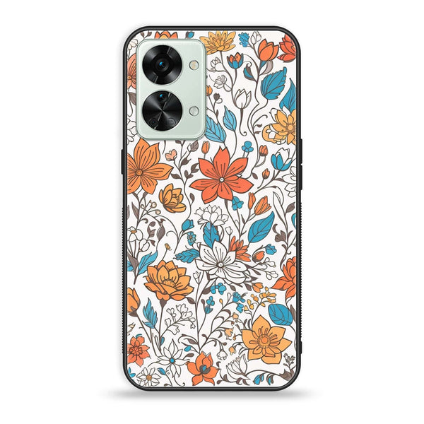 OnePlus Nord 2T 5G - Floral Series Design 9 - Premium Metal Printed soft Bumper Shock Proof Case