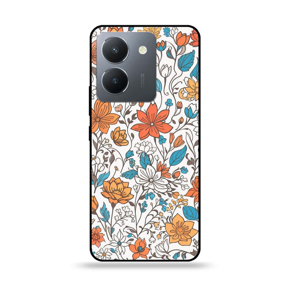 Vivo Y36 - Floral Series Design 9 - Premium Printed Glass soft Bumper Shock Proof Case