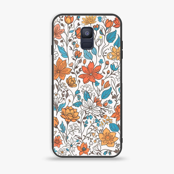 Samsung Galaxy A6 (2018) - Floral Series Design 9 - Premium Printed Glass soft Bumper Shock Proof Case