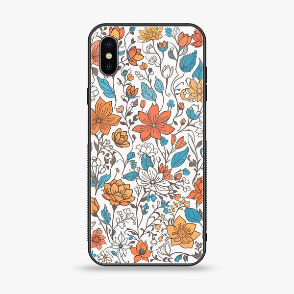 iPhone X/XS - Floral Series Design 9 - Premium Printed Glass soft Bumper shock Proof Case