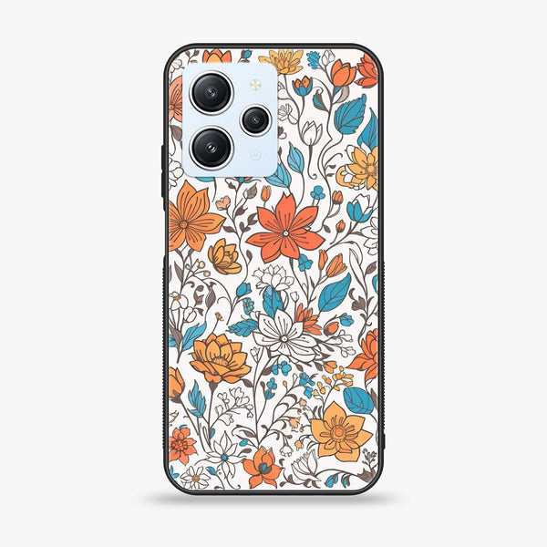 Xiaomi Redmi 12 - Floral Series Design 9 - Premium Printed Glass soft Bumper Shock Proof Case