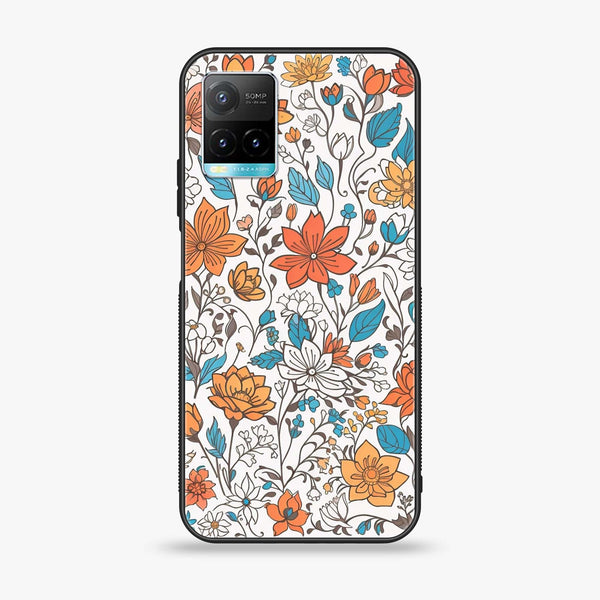 Vivo Y33T - Floral Series Design 9 - Premium Printed Glass soft Bumper Shock Proof Case