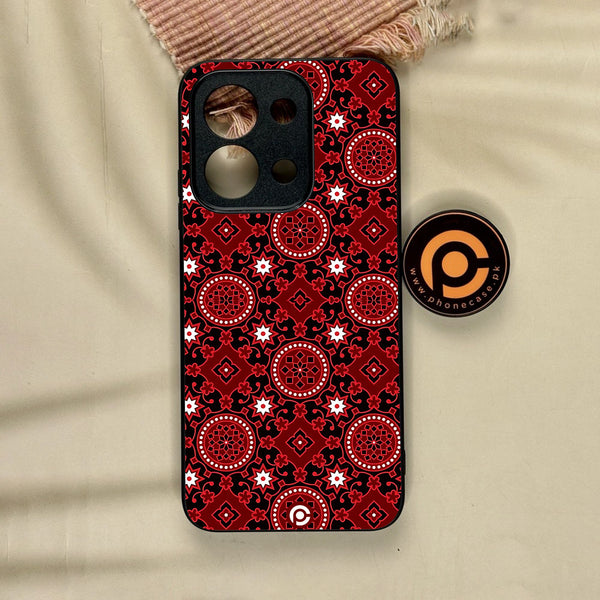 Xiaomi Poco C85 - Ajrak Design 6 - Premium Metal Printed Soft Bumper Shock Proof Case