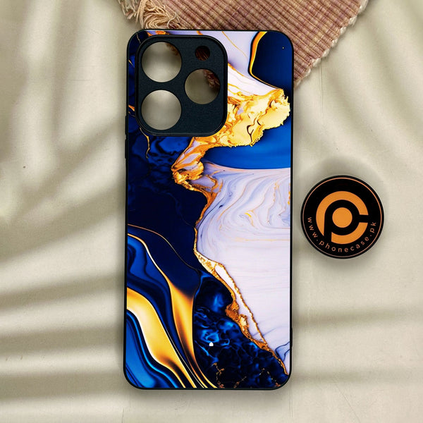 Realme Note 70 - Blue Golden Marble - Premium Metal Printed Soft Bumper Shock Proof Case