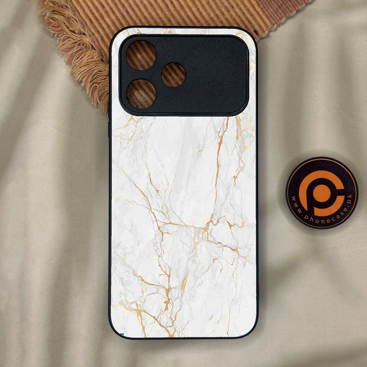 Oppo A6C - White Design 8 - Premium Metal Printed Soft Bumper Shock Proof Case