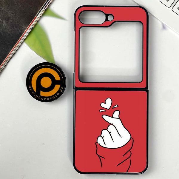 Galaxy Z Flip 7 - Finger Heart BTS - Premium Metal Printed soft Bumper shock Proof Case