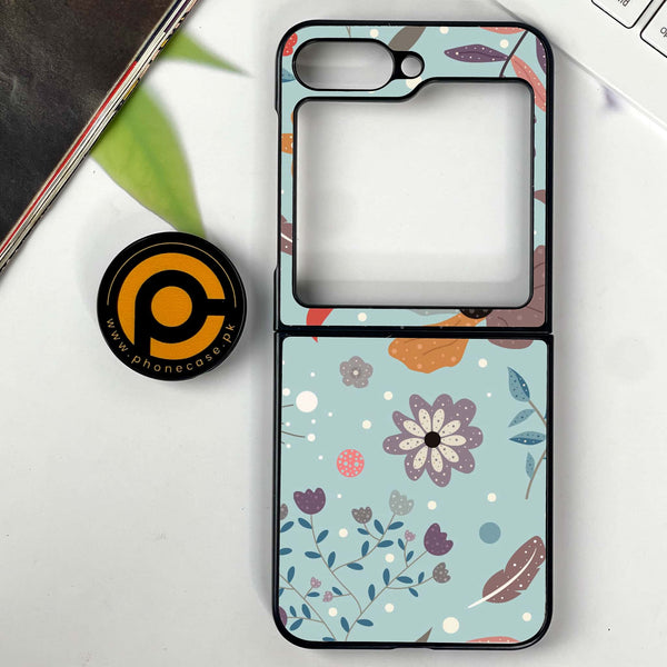 Galaxy Z Flip 6 - Floral Series Design 5 - Premium Printed Glass soft Bumper shock Proof Case