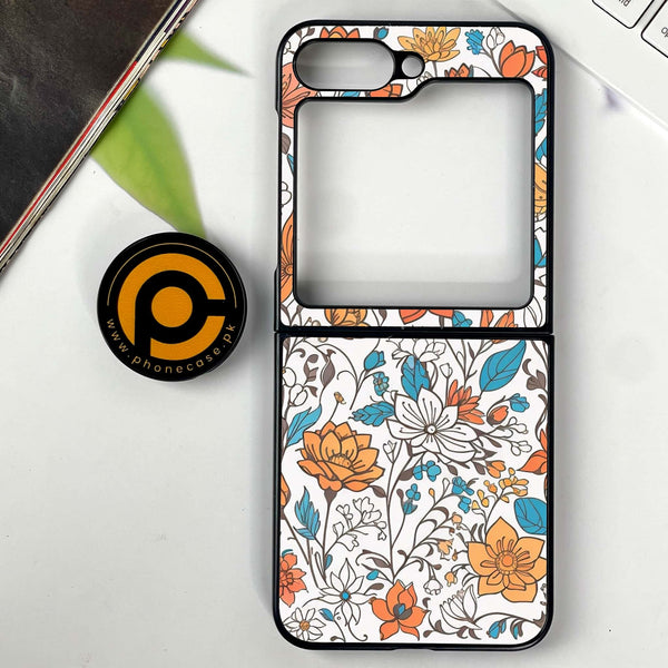 Galaxy Z Flip 6 - Floral Series Design 9 - Premium Printed Glass soft Bumper shock Proof Case