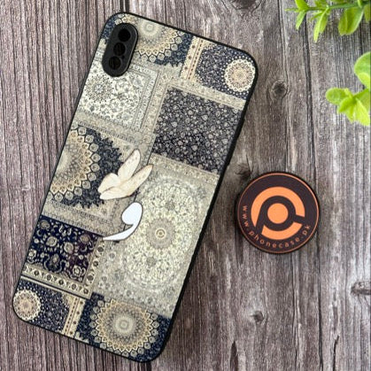 iPhone Xs Max - Persian Calligraphy Art 12 - Alphabet (و) - Soft Bumper shock Proof Glass Case