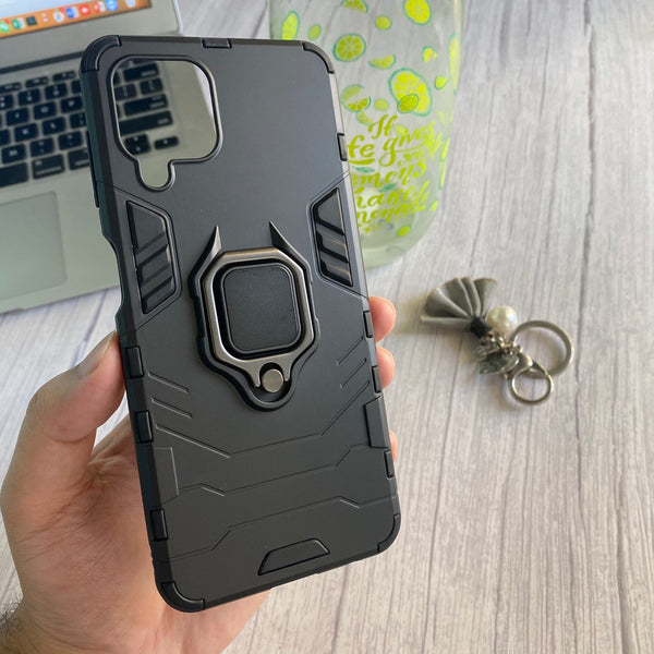 Galaxy A12 / A12 Nacho Upgraded Ironman with holding ring and kickStand Hybrid shock proof case