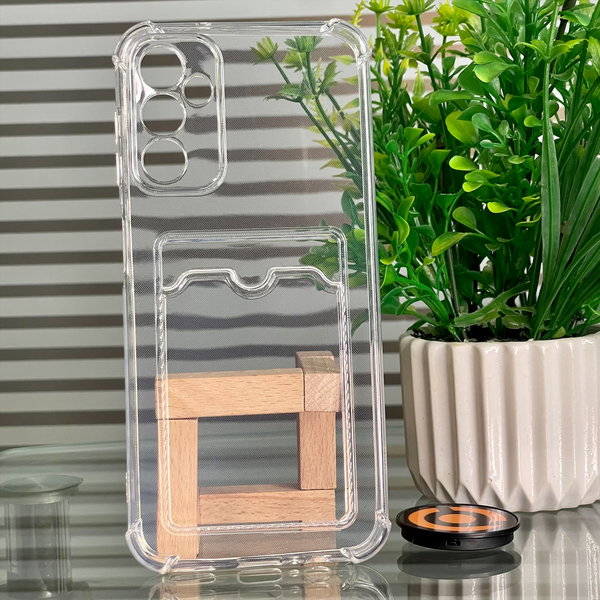 Galaxy A14 Wallet Card Holder Transparent Slot ShockProof Case