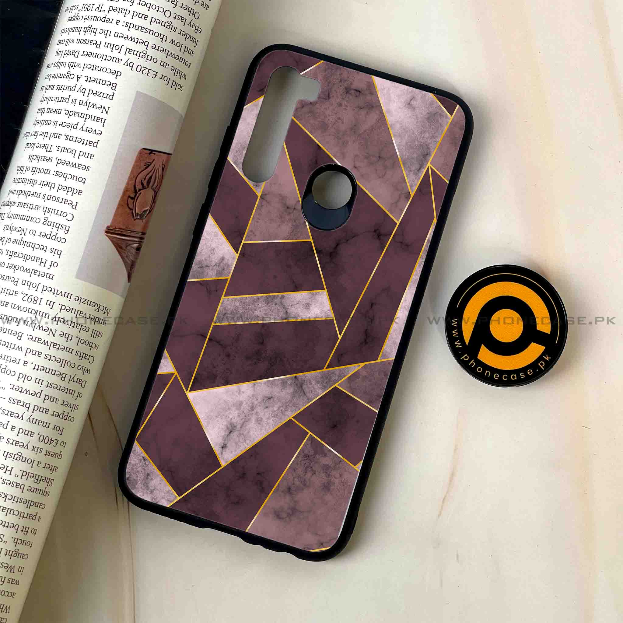 Redmi Note 8 - Geometric Marble Series - Premium Printed Glass soft Bumper shock Proof Case