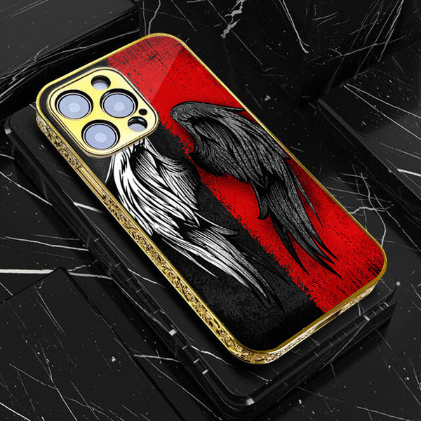 iPhone All Models Angel Wings 2.0 Design 10 - Premium Electroplated Infinity Ultra Shine Glass Soft Silicon Borders Case