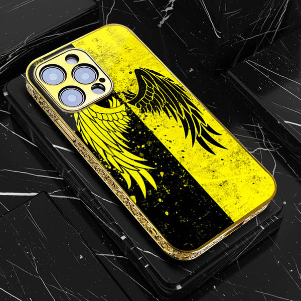 iPhone All Models Angel Wings 2.0 Design 1 - Premium Electroplated Infinity Ultra Shine Glass Soft Silicon Borders Case