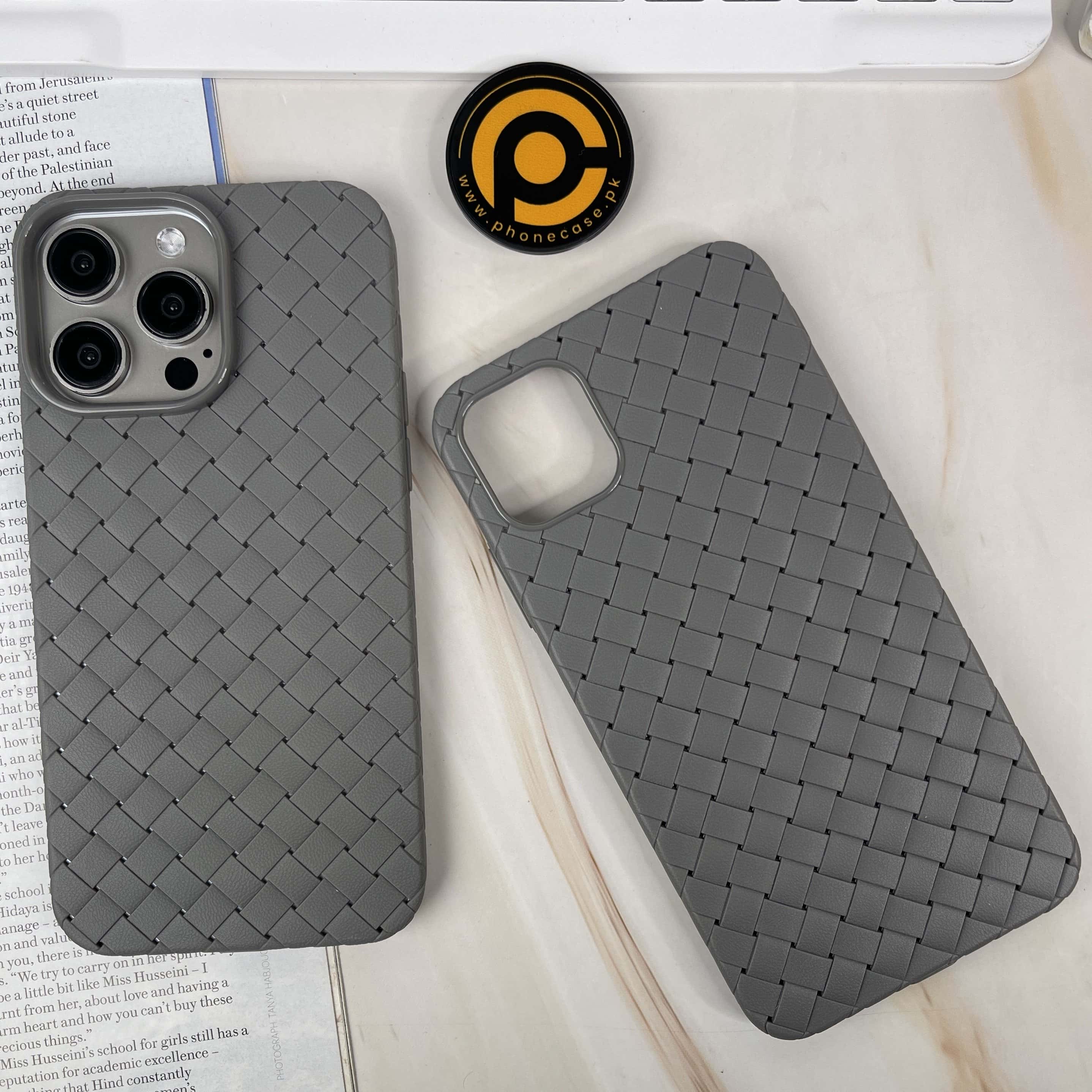 iPhone 11 Pro Max Woven Design Leather Feel Case – - Main Image