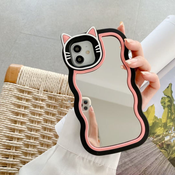 iPhone X/XS Luxury Cat Shape Silicone Mirror 3D Case Black
