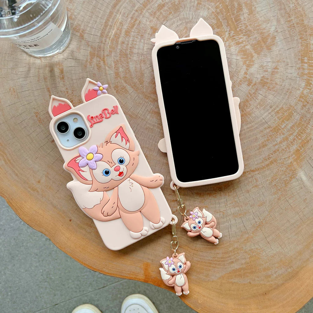 iPhone All Models Lina Bell Cartoon Silicon ShockProof Rubber 3D Case with Free pendant
