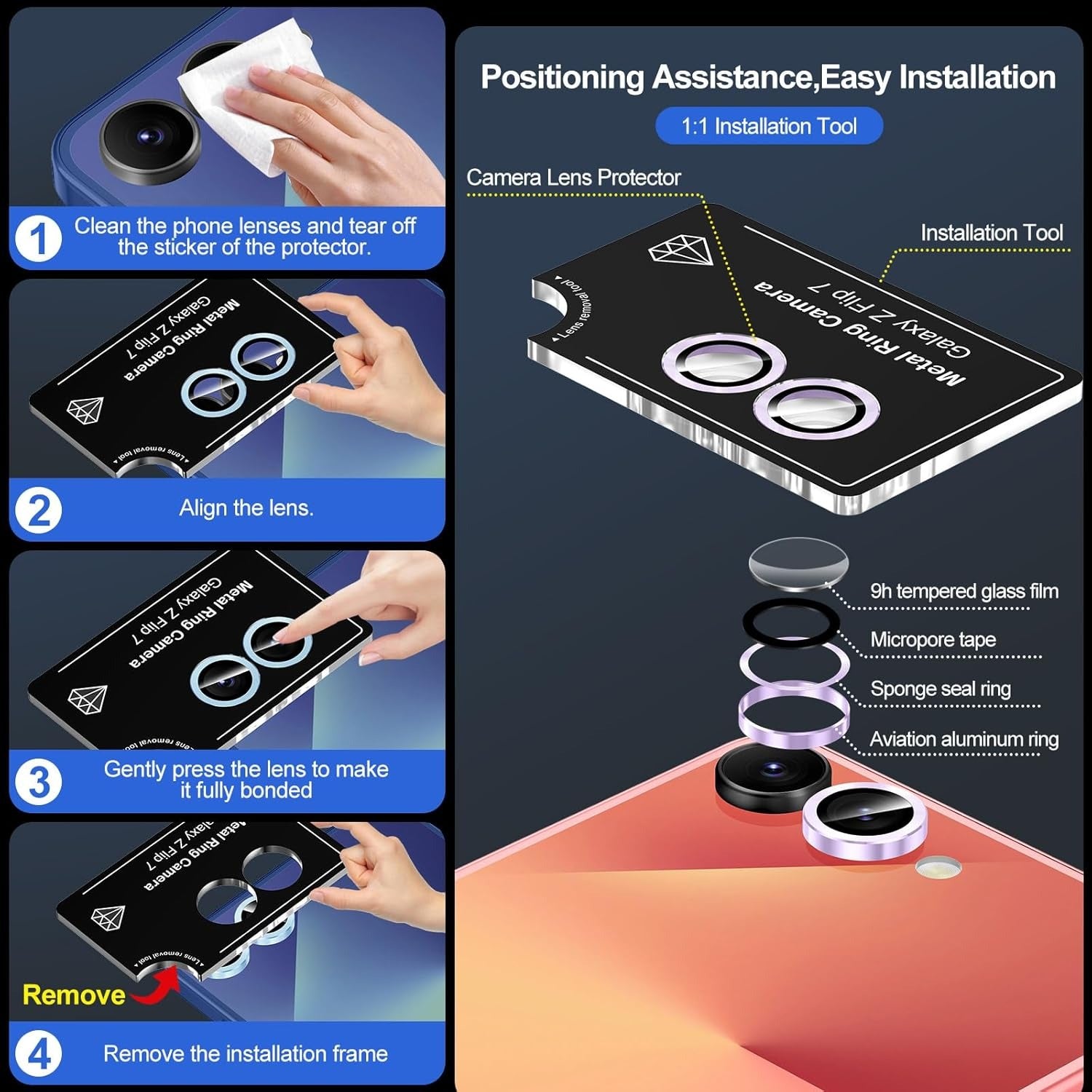 Samsung Galaxy Z Flip 7 - Metal Camera Lens Protector Glass