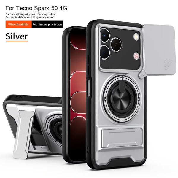 Tecno Spark 50 - Tactical Stealth MagSafe Case with Sliding Lens, Ring Holder & Kickstand