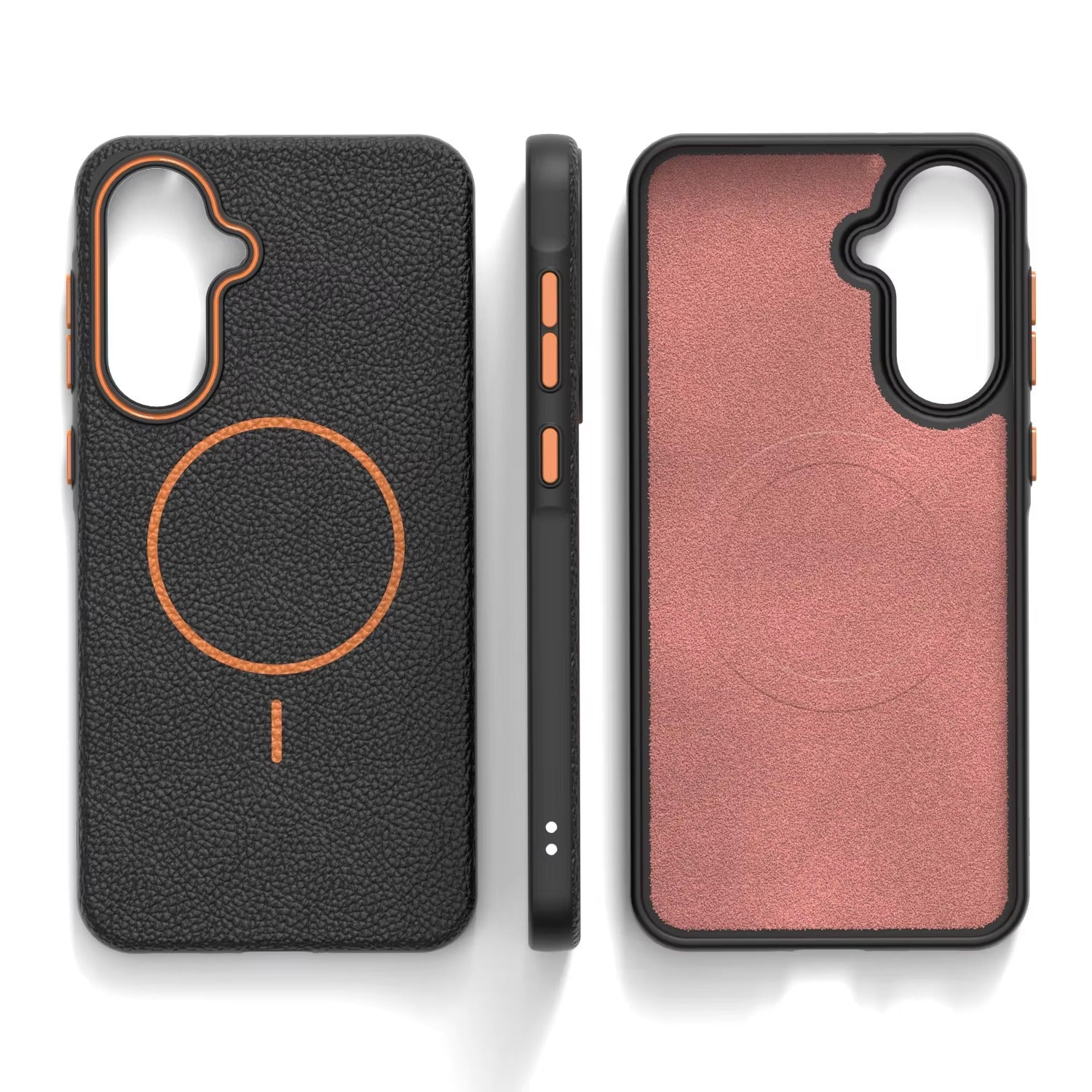 Samsung Galaxy A56 - Branded Leather Texture MagSafe Compatible Anti-Slip Soft Case