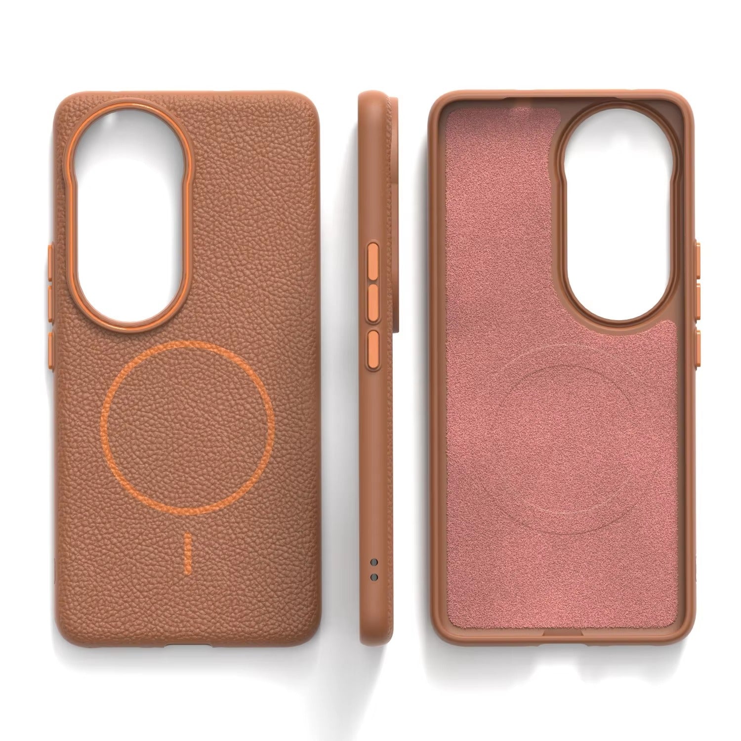 Vivo V50 - Branded Leather Texture MagSafe Compatible Anti-Slip Soft Case
