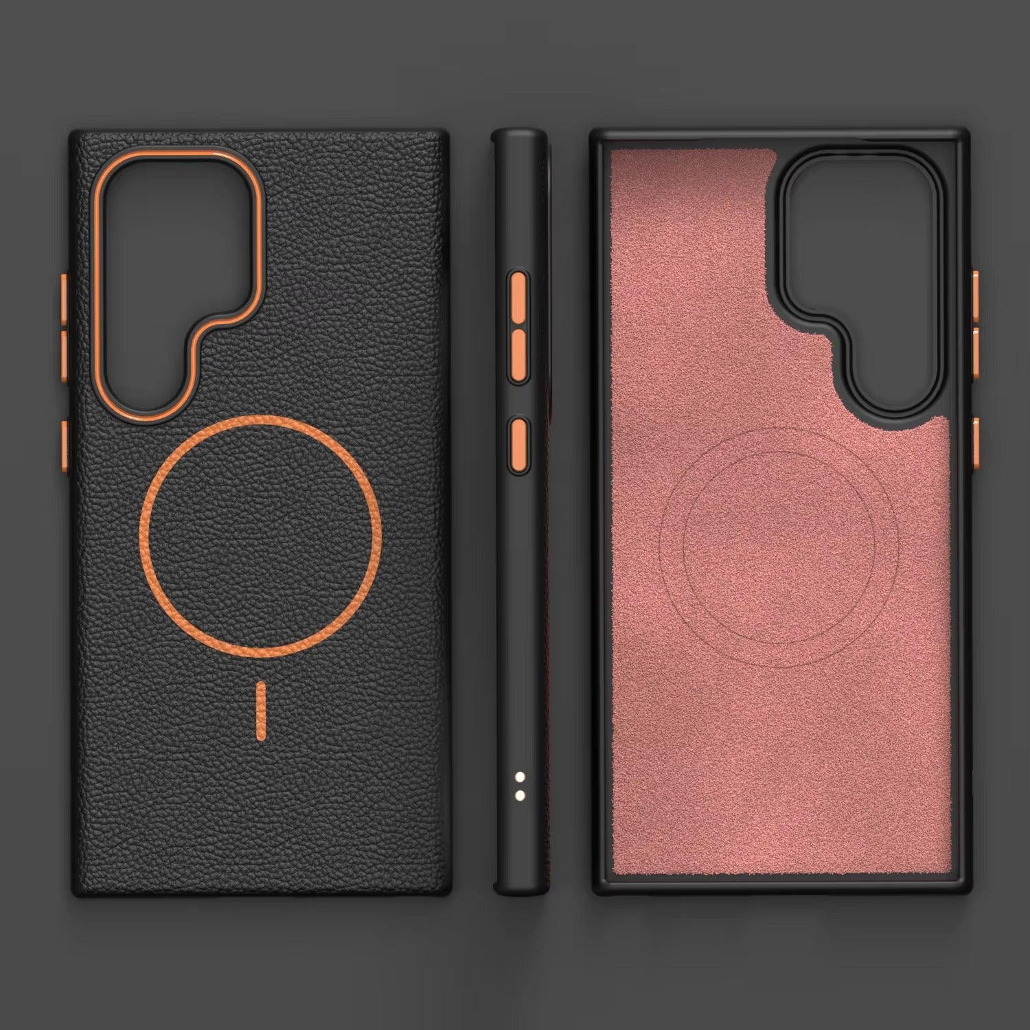 Samsung Galaxy S25 Ultra - Branded Leather Texture MagSafe Compatible Anti-Slip Soft Case