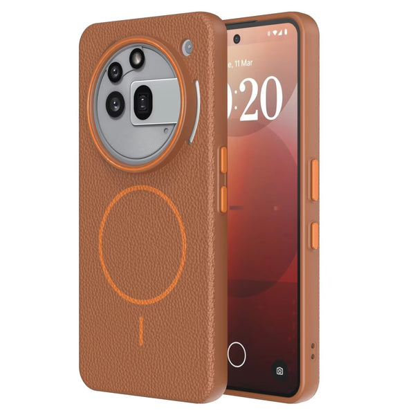 Nothing Phone 3a Pro - Branded Leather Texture MagSafe Compatible Anti-Slip Soft Case