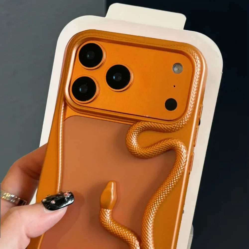 iPhone 17 Pro Max - Luxury Snake Plating Armor Bumper Case - Orange