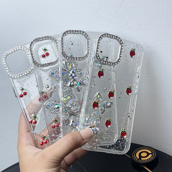 iPhone 16 Pro – Glim Transparent Shockproof Phone Case with Gemstone Camera Edges