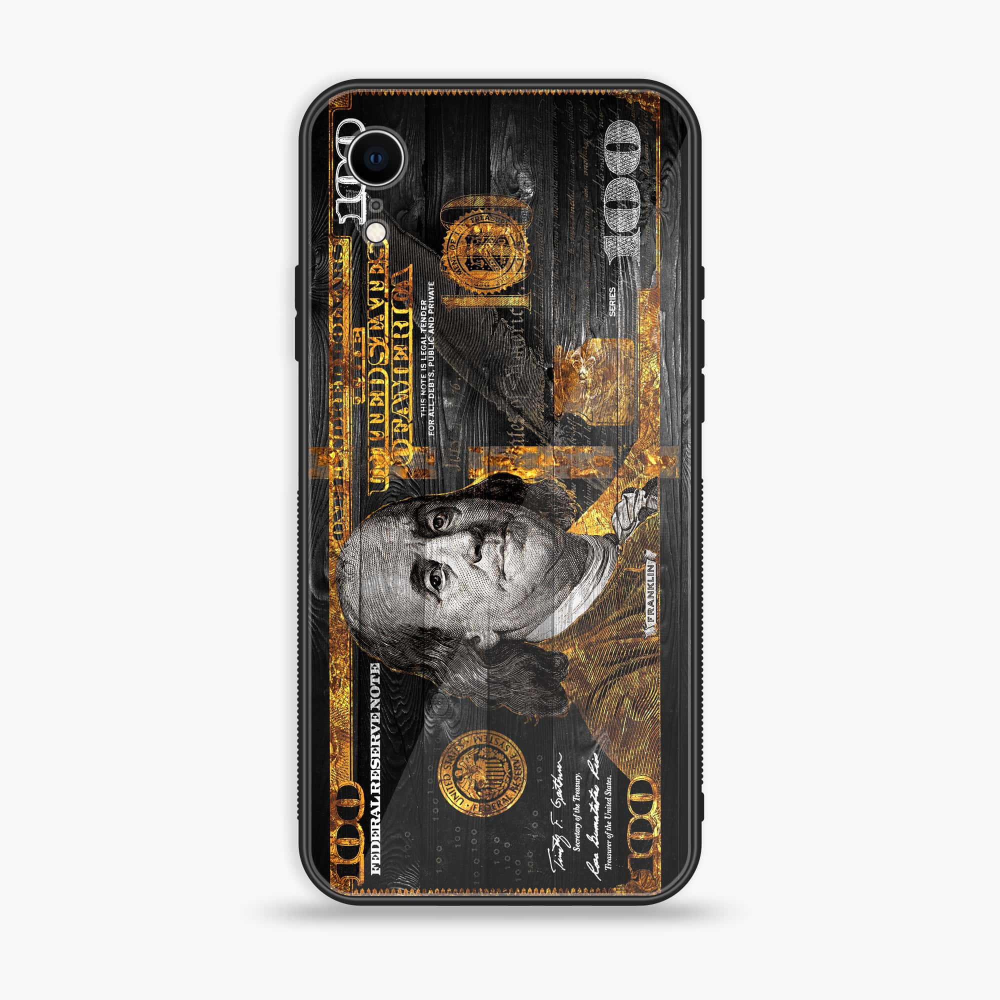 iPhone XR - Dollar Series - Premium Printed Glass soft Bumper shock Proof Case