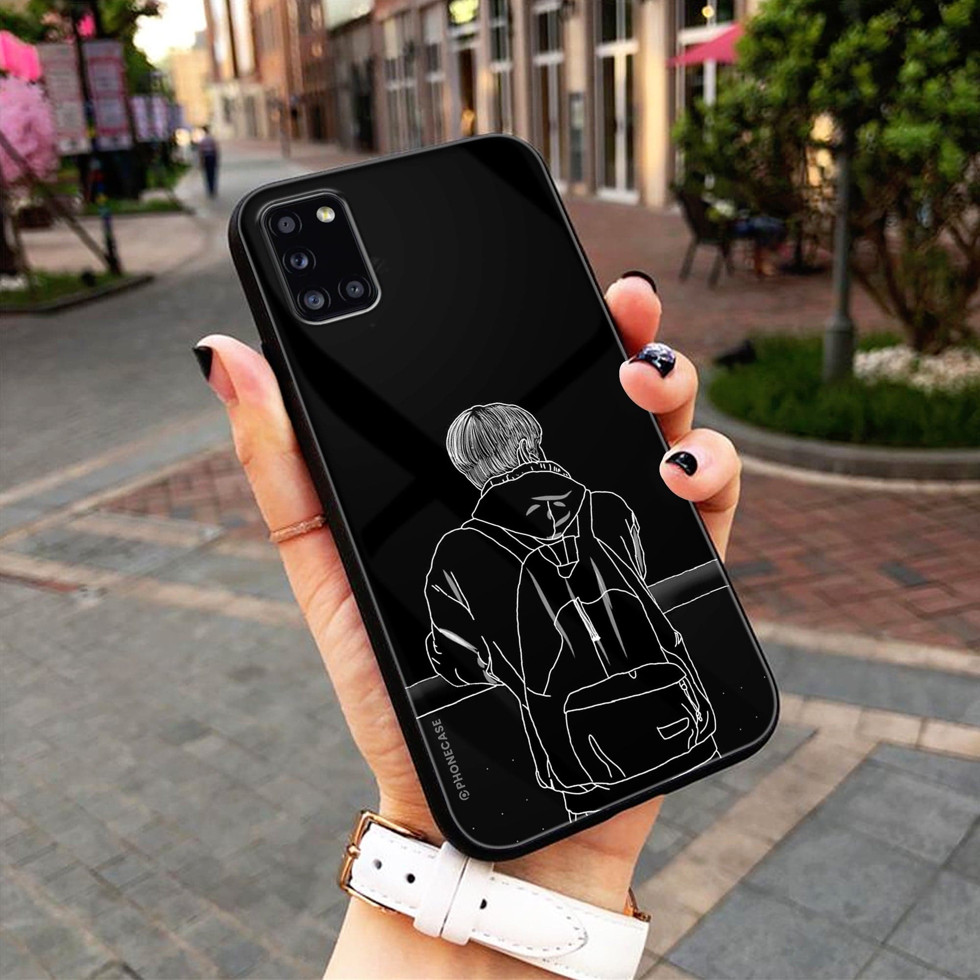 Boy Line Art Series   - HQ Ultra Shine Premium Metal Phone Case All Models