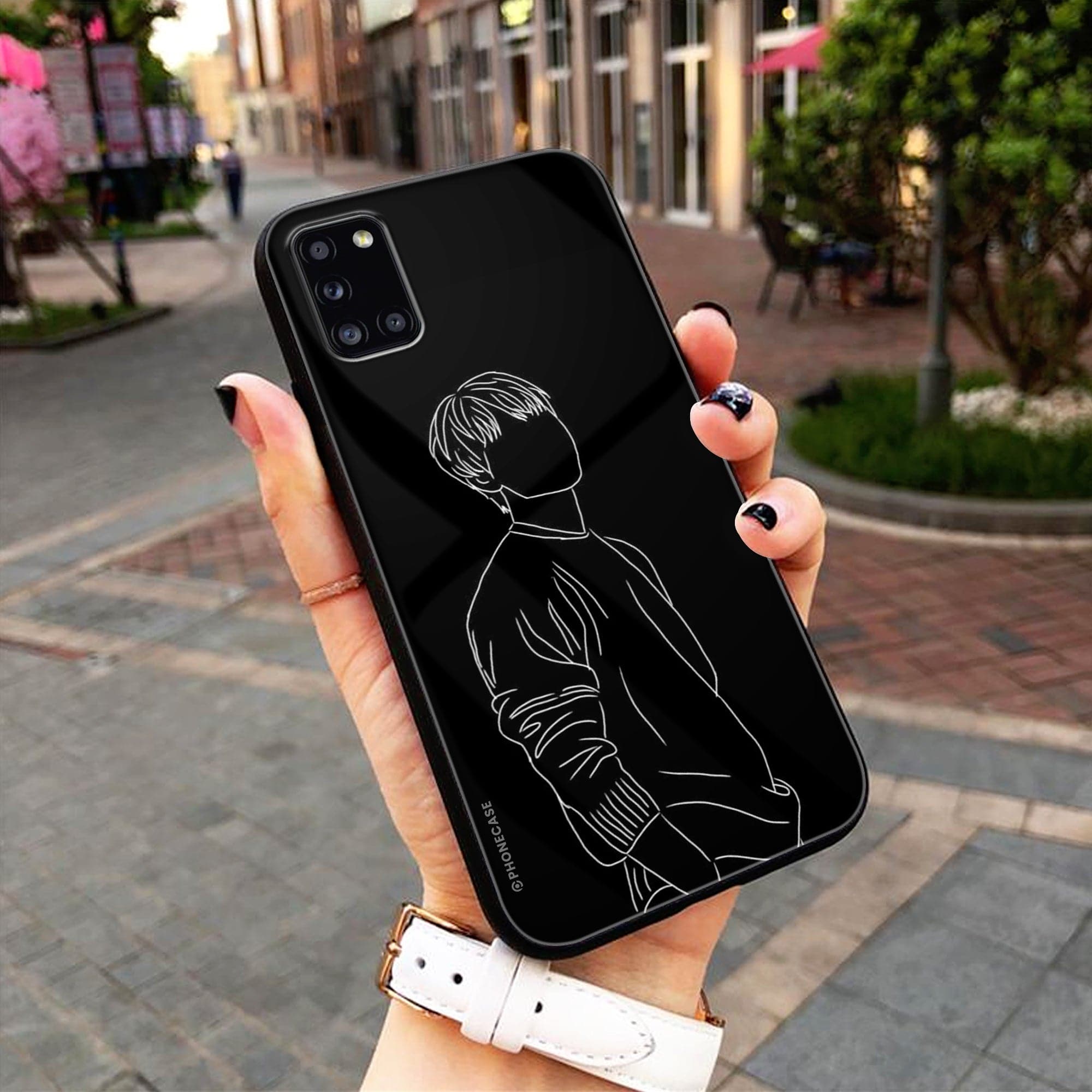 Boy Line Art Series   - HQ Ultra Shine Premium Metal Phone Case All Models
