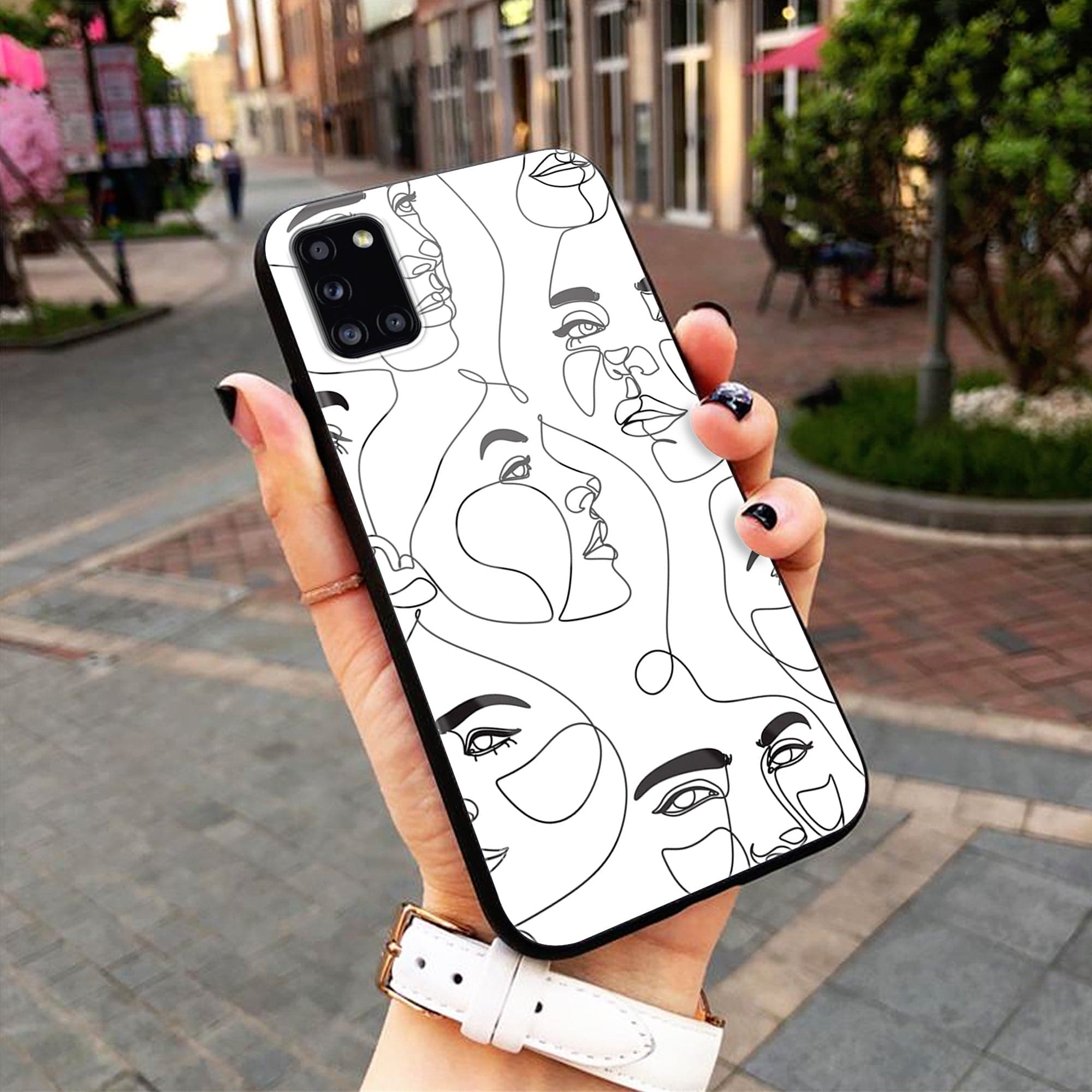 Girls Line Art  - HQ Ultra Shine Premium Metal Phone Case All Models