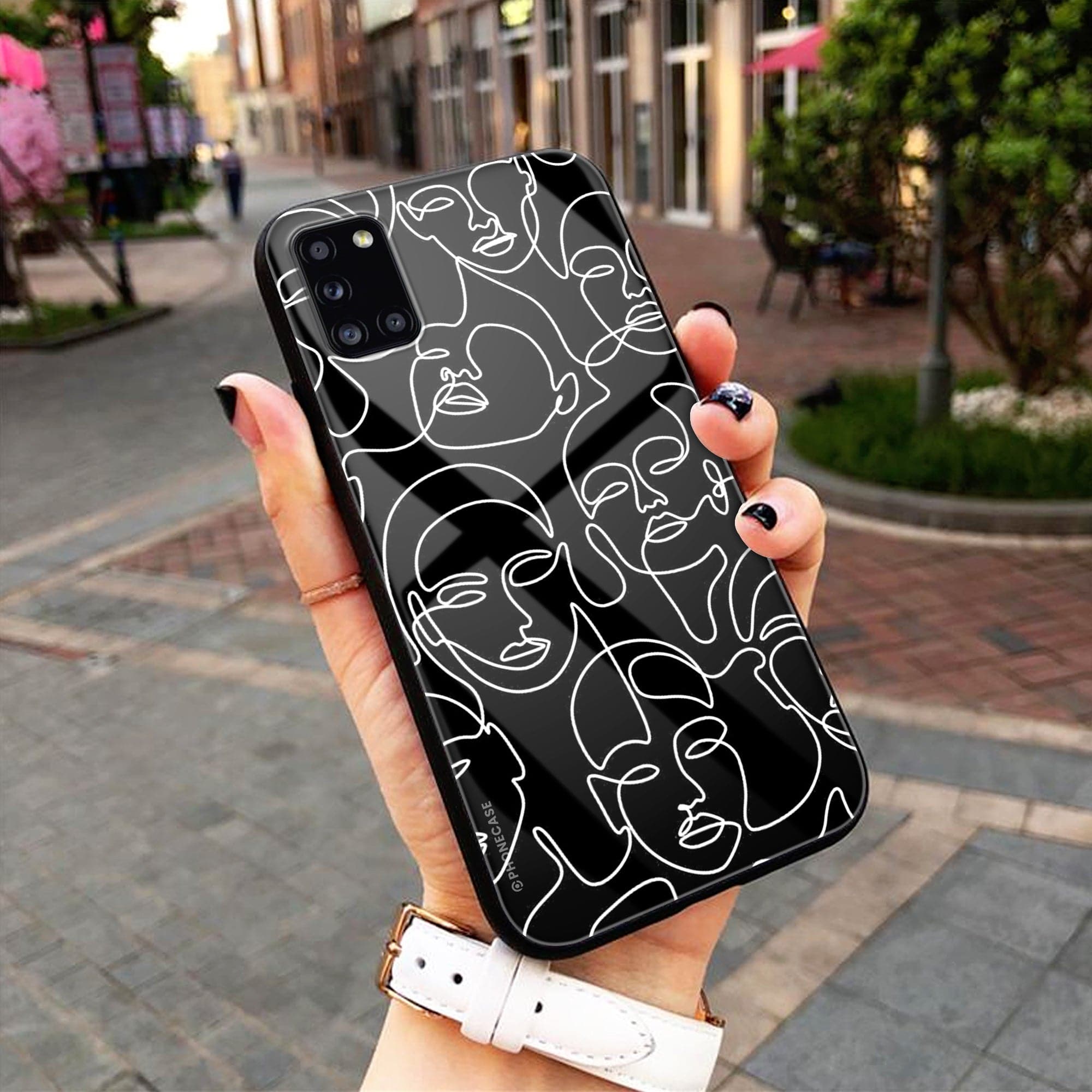 Girls Line Art  - HQ Ultra Shine Premium Metal Phone Case All Models