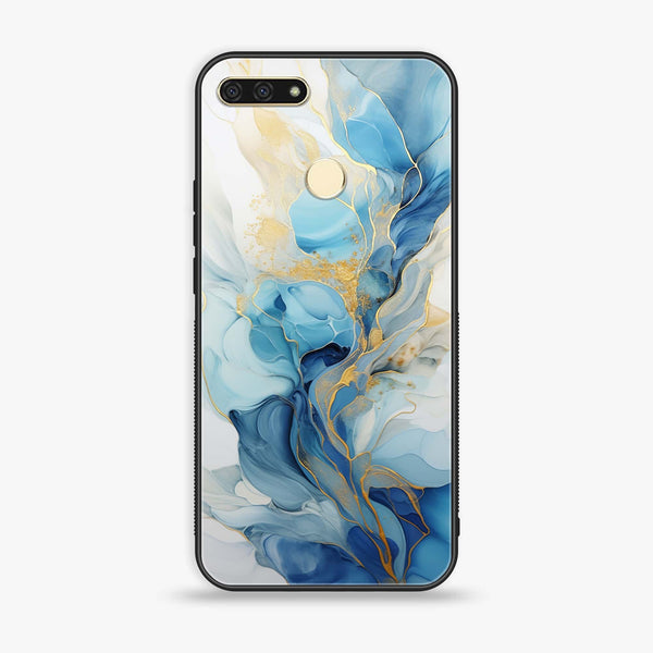Huawei Y6 2018/Honor Play 7A - Liquid Marble 2.0 Series - Premium Printed Glass soft Bumper shock Proof Case