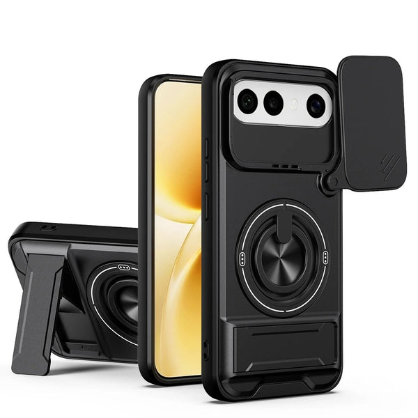 Vivo X300 FE - Tactical Stealth MagSafe Case with Sliding Lens, Ring Holder & Kickstand