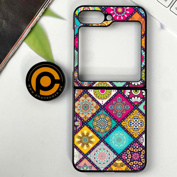 Galaxy Z Flip 6 - Mandala Art Design - Premium Printed Glass soft Bumper shock Proof Case