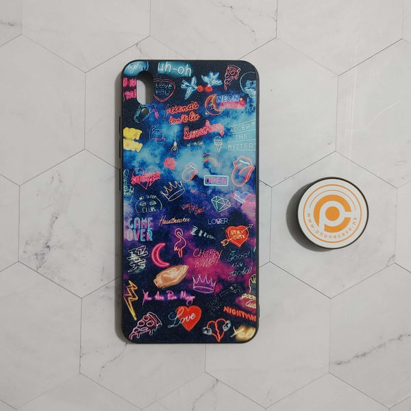 Vivo Y90 -  Neon Galaxy - Premium Printed Glass soft Bumper shock Proof Case CS-21895