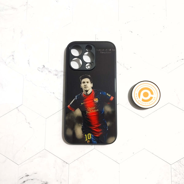 IPHONE 14 PRO - Messi - Premium Printed Glass soft Bumper shock Proof Case CS-21947