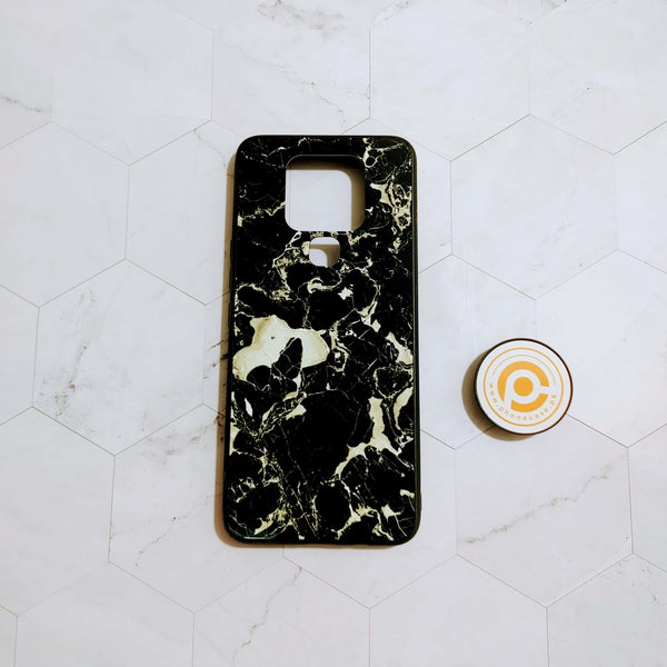 Tecno Camon 16 - Black Marble Design - Premium Printed Glass soft Bumper shock Proof Case CS-21918