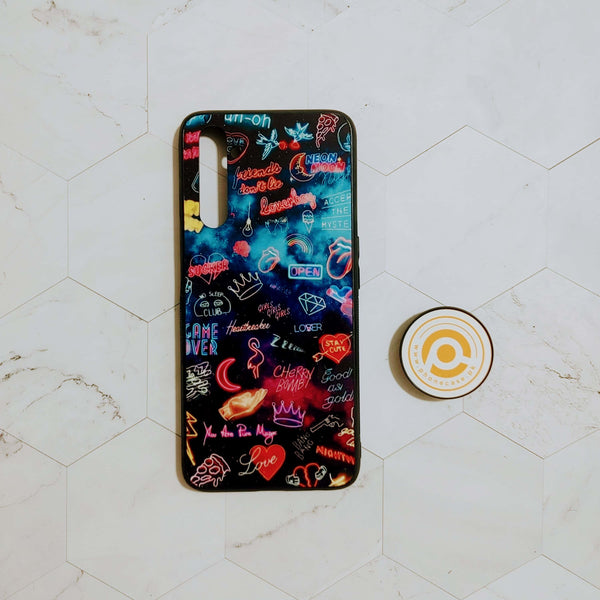 Realme 6 Pro Geometric- Neon Galaxy Design - Premium Printed Glass soft Bumper shock Proof Case CS-21878