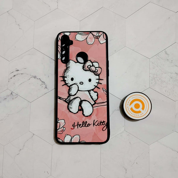 Realme 5 -Hello Kitty Cherry Blossom - Premium Printed Glass soft Bumper Shock Proof Case CS-21877