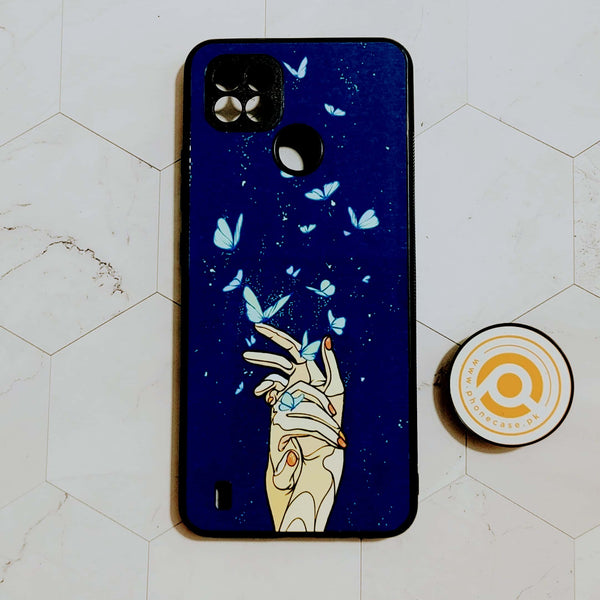 Realme C21 Butterflies Design 2 Premium Printed Glass soft Bumper shock Proof Case CS-22139