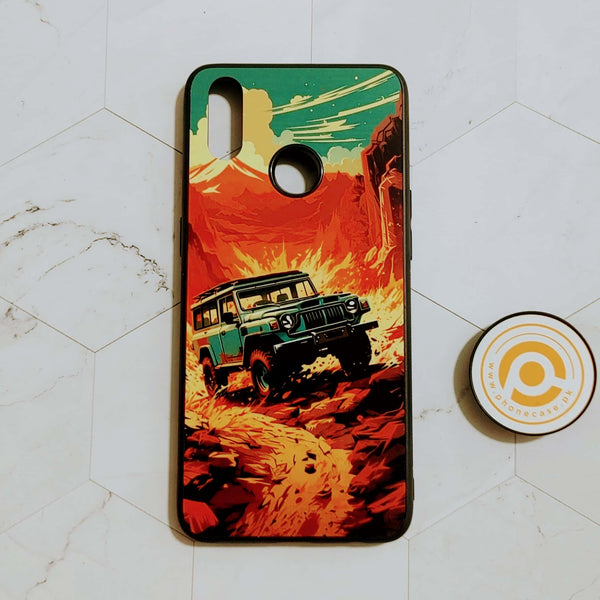 Realme 3 Pro Jeep Offroad  Premium Printed Glass soft Bumper shock Proof Case CS-21873