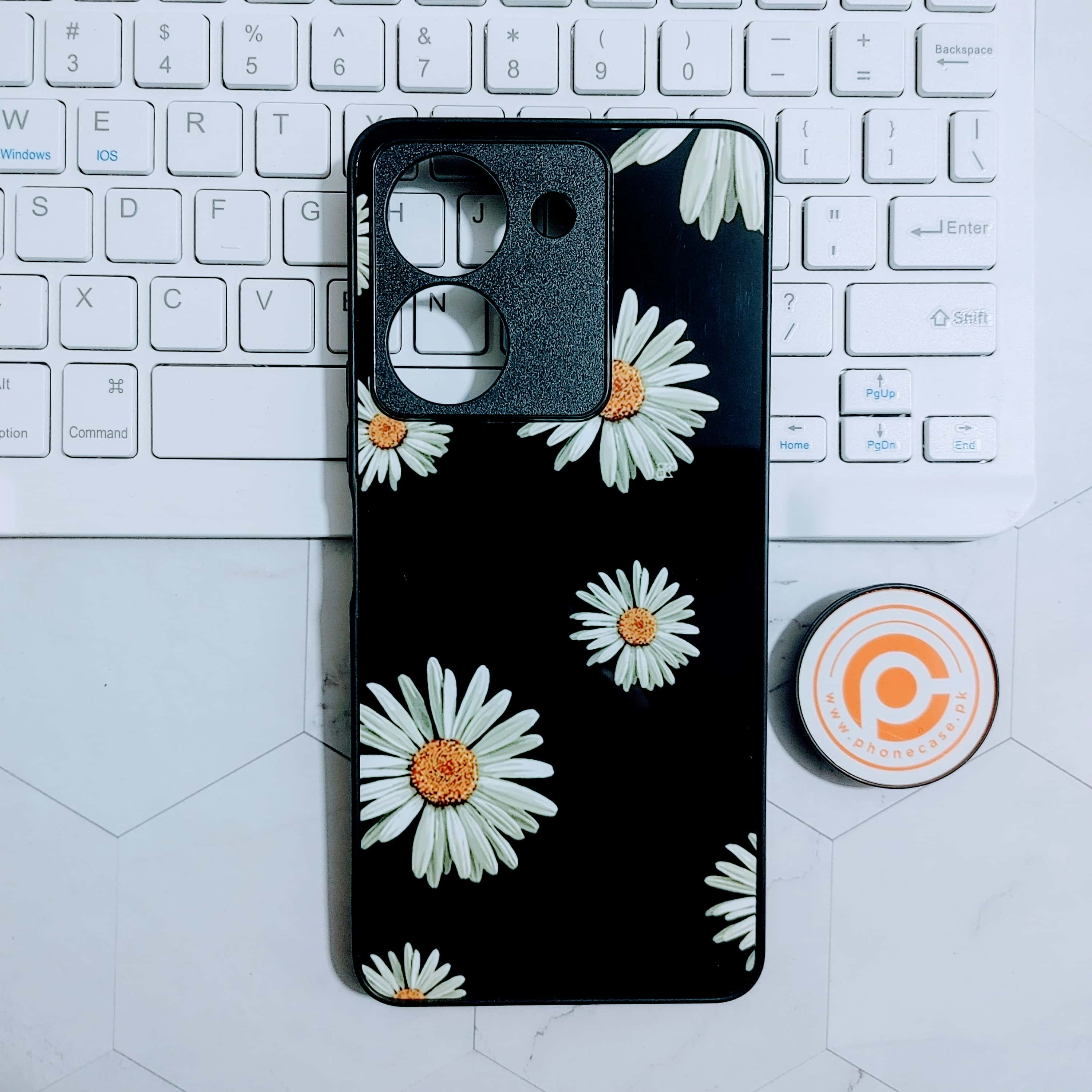 Vivo Y27 5G/Y36/Y78 - White Bloom Flowers - Premium Printed Glass soft Bumper shock Proof Case CS-23395