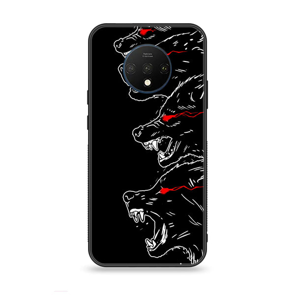 OnePlus 7T Black Art Design 7 Premium Printed Glass soft Bumper shock Proof Case CS-22769