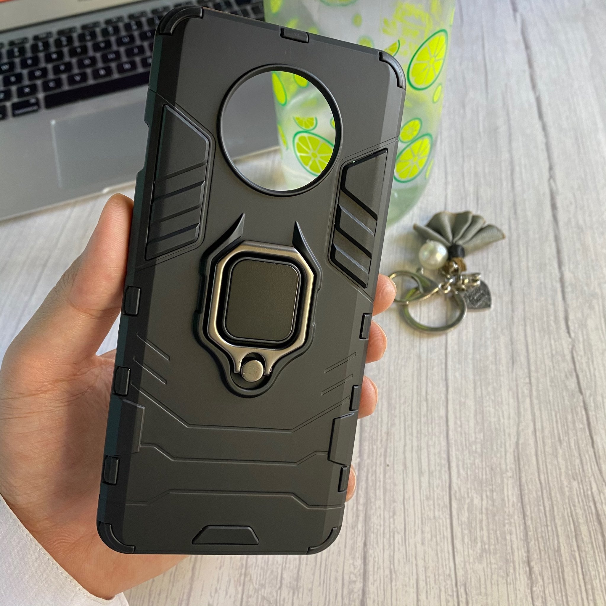 OnePlus 7T Upgraded Ironman with holding ring and kickStand Hybrid shock proof case