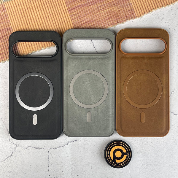 Google Pixel 9 Pro - Elegant Magnetic Grainy Leather Anti-Fingerprint Case
