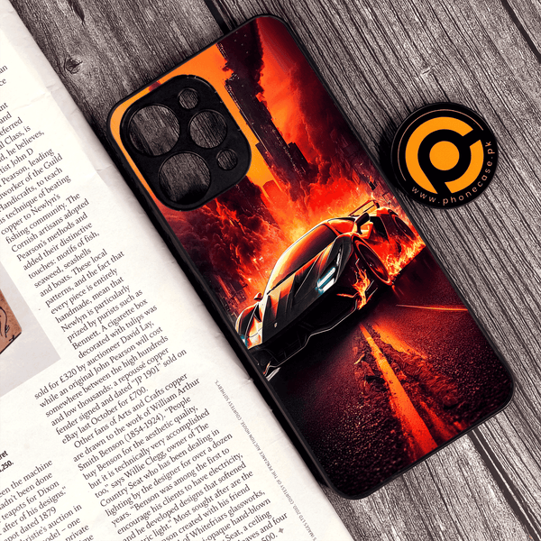 Xiaomi Redmi 12 - Racing Design 7  - Premium Printed Glass soft Bumper shock Proof Case CS-38021