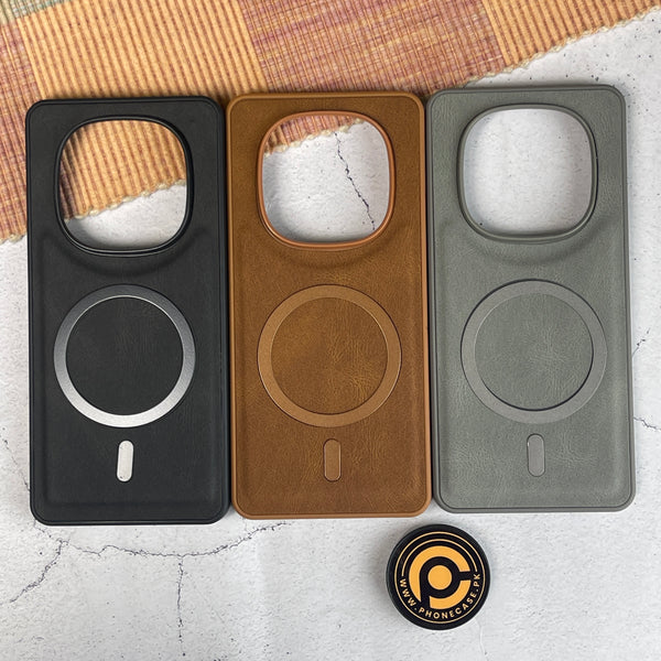 Redmi Note 14 Pro - Elegant Magnetic Grainy Leather Anti-Fingerprint Case